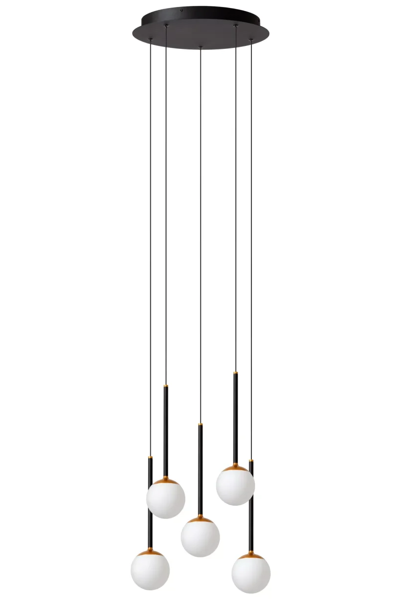 Hanglamp CALINA 5x 8,2W LED Dimbaar 2560K/2750K Zwart Lucide Premium - Afbeelding 3