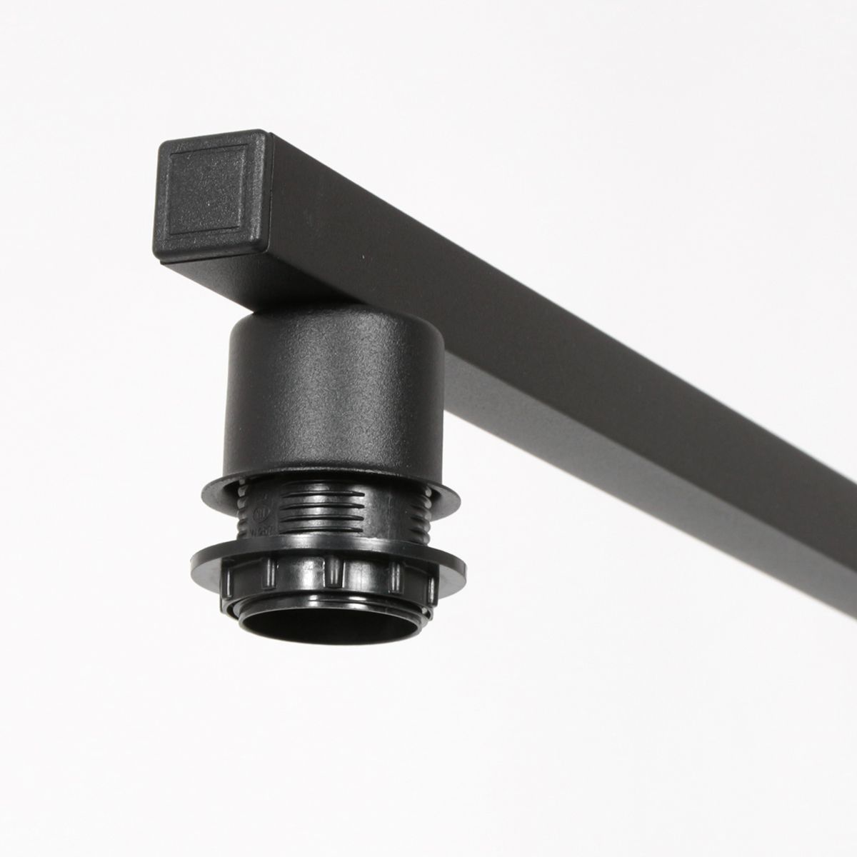 Zwarte 3-lichts hanglamp Stang 3743ZW met blank zwarte bamboe kappen - Afbeelding 5
