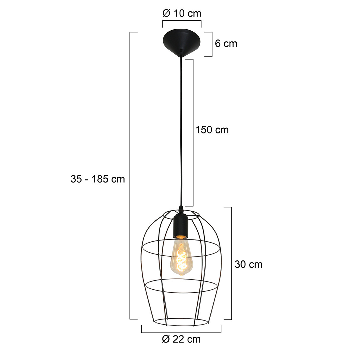 Hanglamp Mexlite Minimalics 2705ZW Zwart - Afbeelding 8