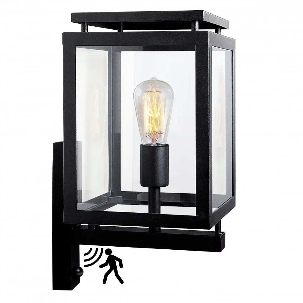 KS-Verlichting Muurlamp de Vecht + sensor 7206D4 Mat Zwart E27 - Afbeelding 2