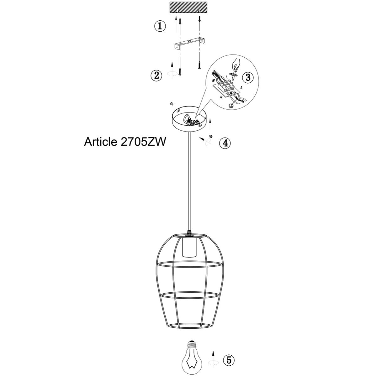 Hanglamp Mexlite Minimalics 2705ZW Zwart - Afbeelding 9
