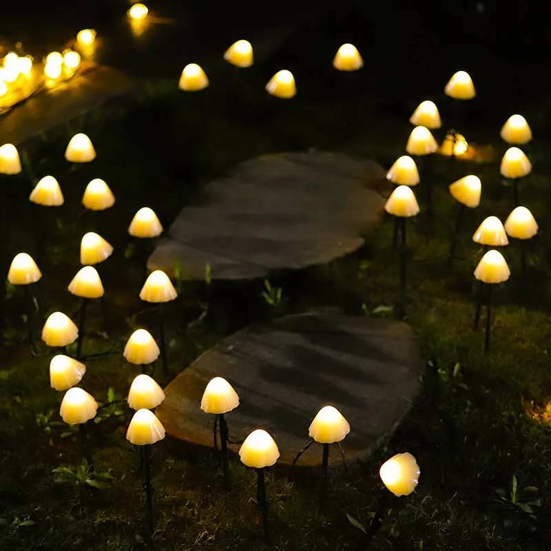 LumiGarden Elegante Solar Tuinverlichting – LED Slingerlampen in Paddenstoel Design voor een Sprookjesachtige Buitenruimte - Afbeelding 3